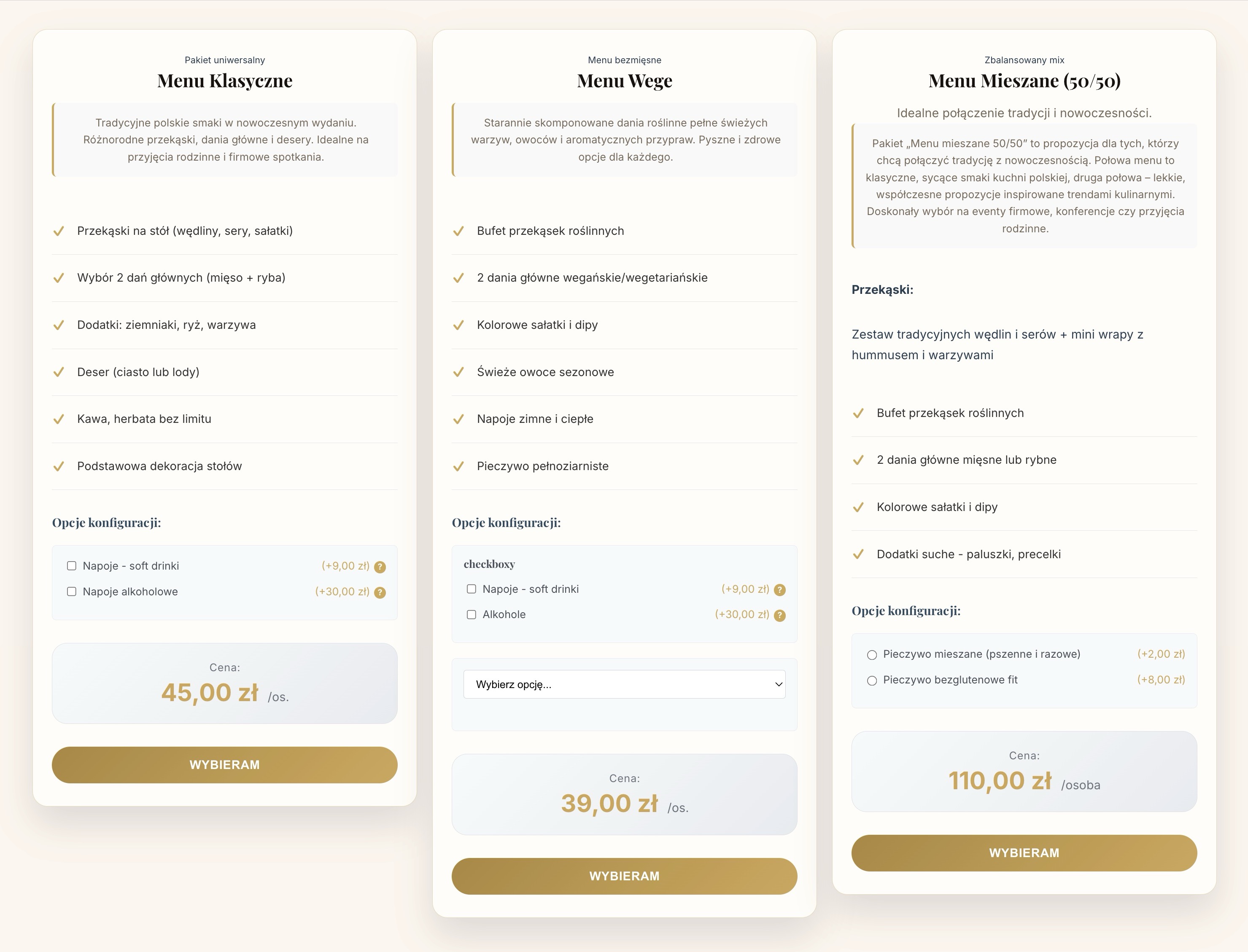 SignIT — wybór pakietu z konfiguratorem